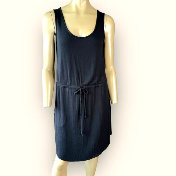 Soma Sleeveless T Shirt Tank Dress Stretchy Elastic Tie Waist Size M Black - Picture 1 of 13